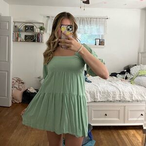 Green, Square-neck, Sundress